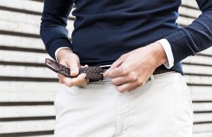 Hoogwaardige leren heren riem zonder gaatjes met elegante sluiting